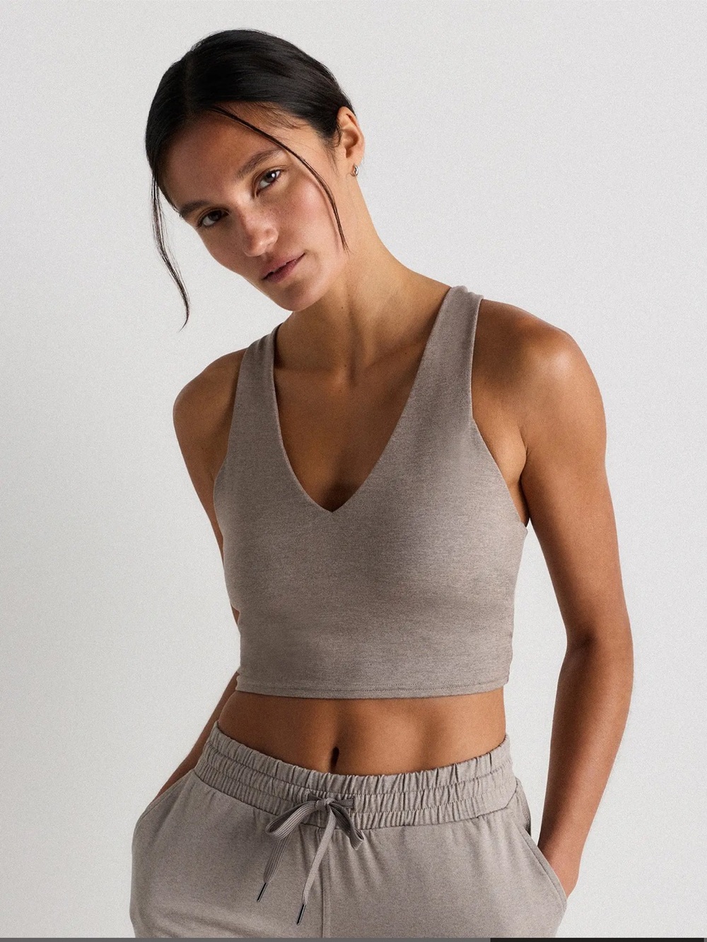 Quince Ultra-Soft V-Neck Cropped Tank